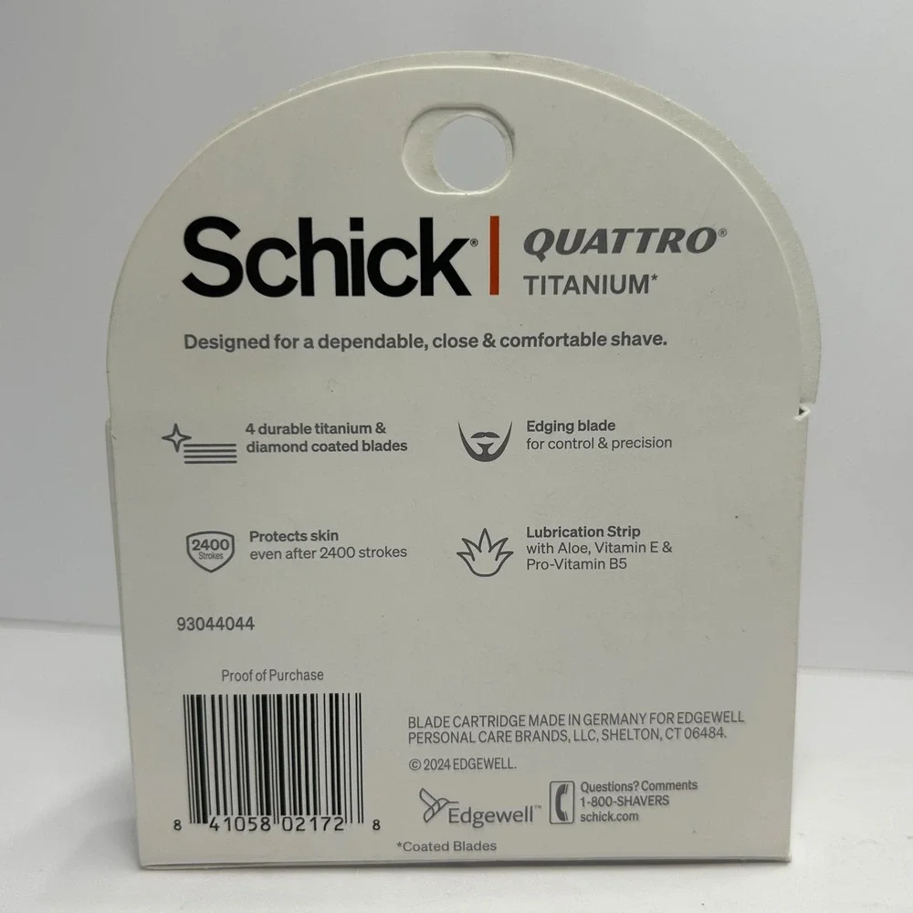 Schick Quattro Titanium 4 Blade Razor Refills 2 Packs of 2 Cartridges Total 4